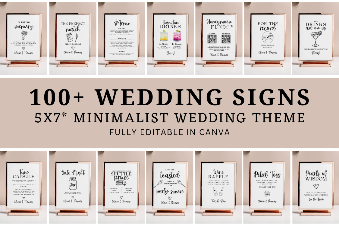Minimalist Wedding Signs Template