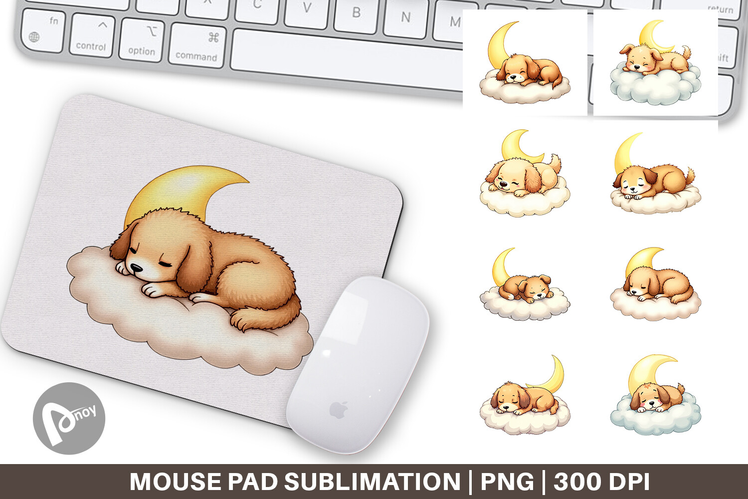 Mouse Pad Sleepy Dog Cloud Graphic by Artnoy · Creative Fabrica