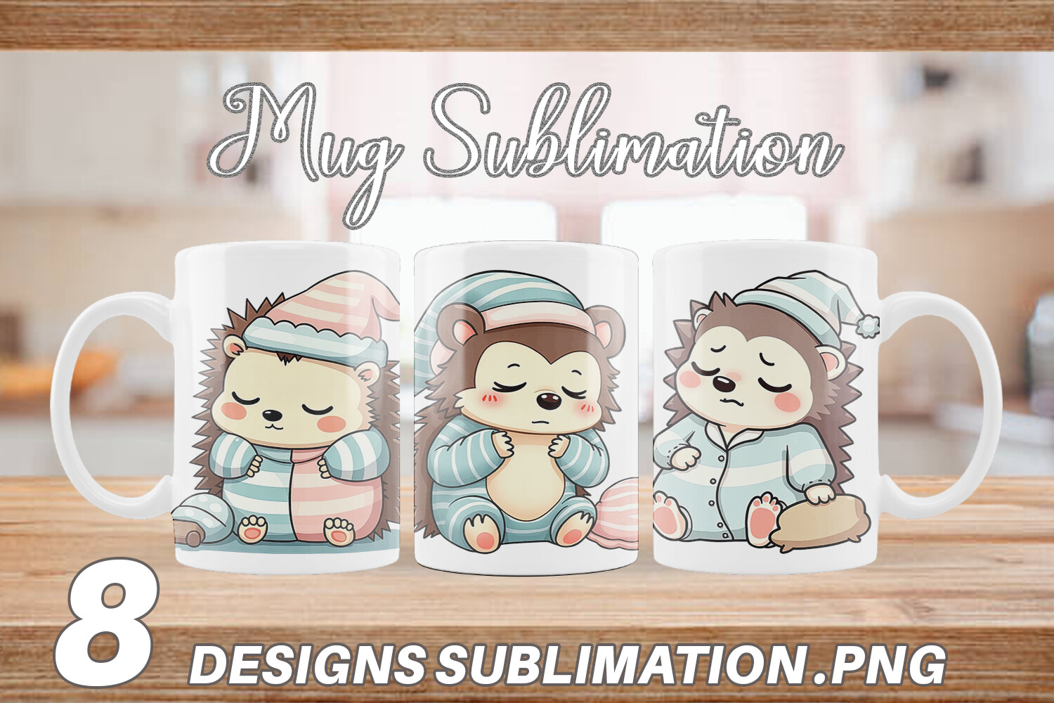 Mug Wrap Sleepy Hedgehog Graphic by Artnoy · Creative Fabrica