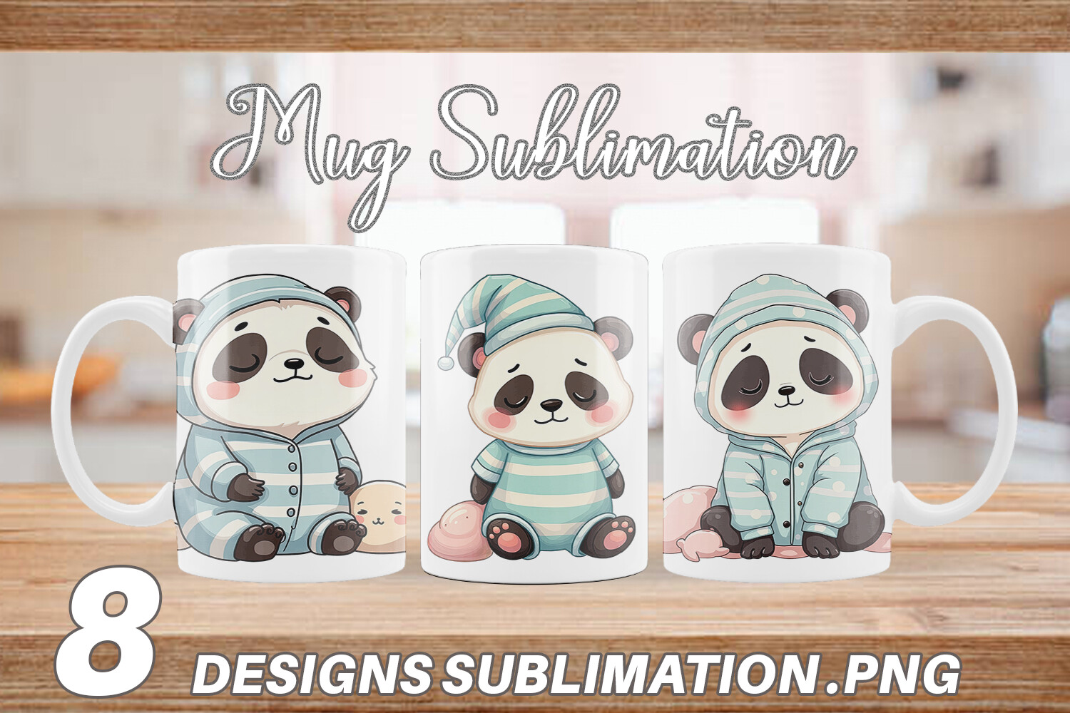 Mug Wrap Sleepy Panda Graphic by Artnoy · Creative Fabrica