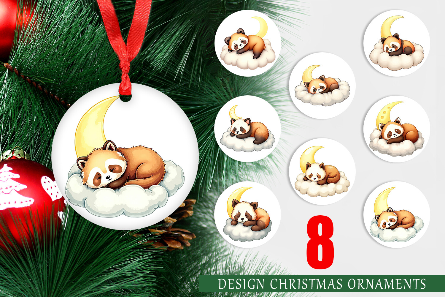 Ornament Sleepy Panda Cloud Graphic by Artnoy · Creative Fabrica