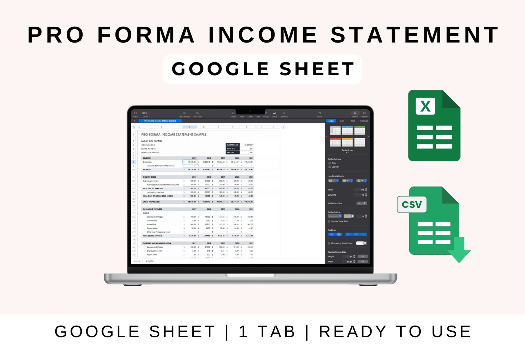 Pro Forma Income Statement Template Graphic by Realtor Templates ...