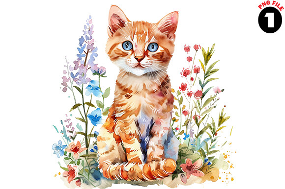 Watercolor Cute Mom and Baby Cat Clipart Graphic by Svg Design Shop ...