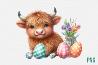 Watercolor Easter Highland Cow Clipart Graphic by Sublimation Design ...