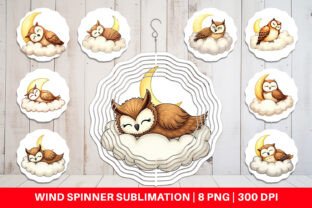 Wind Spinner Sleepy Owl Cloud Graphic by Artnoy · Creative Fabrica