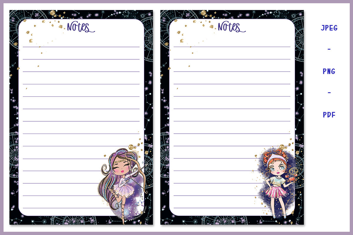 ZODIAC GIRLS NOTE PAD SET