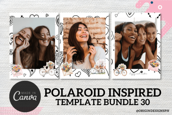 Three-design Canva Polaroid template collection for nostalgic photos