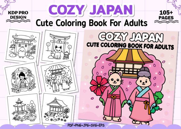 Cozy Japan Cute Coloring Book for Adults