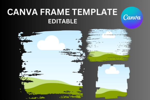 Grunge Brushstroke Canva Frame with editable painted shapes