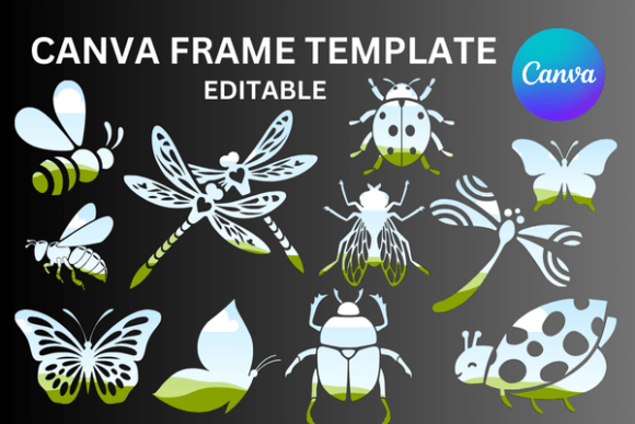 Designing Insect Frame Insects Silhouette Canva Frame Template Graphic by LienePublishing ...