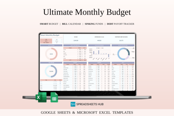 Ultimate Monthly Budget Spreadsheet Grafica Modelli Grafici Di SpreadsheetsHub