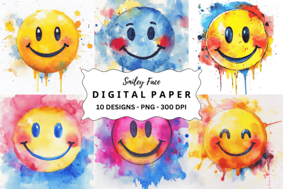 Watercolor Smiley Face Background Graphic by pcudesigns · Creative Fabrica