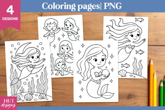 Coloring Page for Girls Cute Mermaid