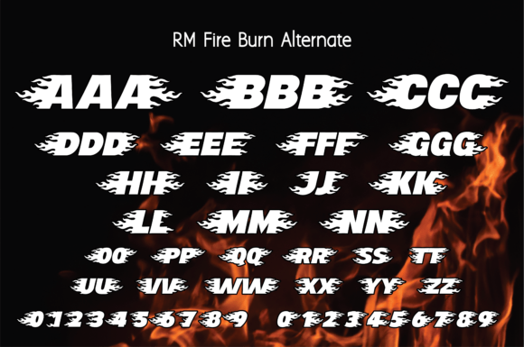 Fire Burn Font PNG with transparent background - Preview 1
