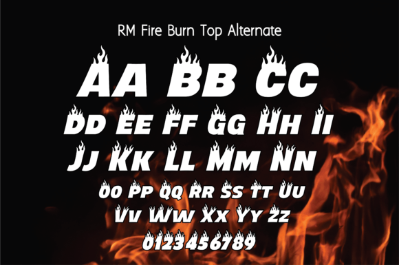 Fire Burn Font PNG with transparent background - Preview 2