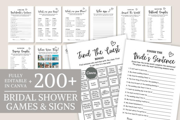 Minimalist Bridal Shower Games Template Graphics