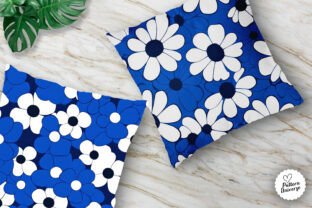Blue Marimekko Flowers Seamless Patterns Graphic by Pattern Universe ...
