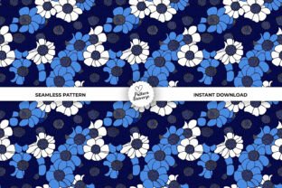 Blue Marimekko Flowers Seamless Patterns Graphic by Pattern Universe ...