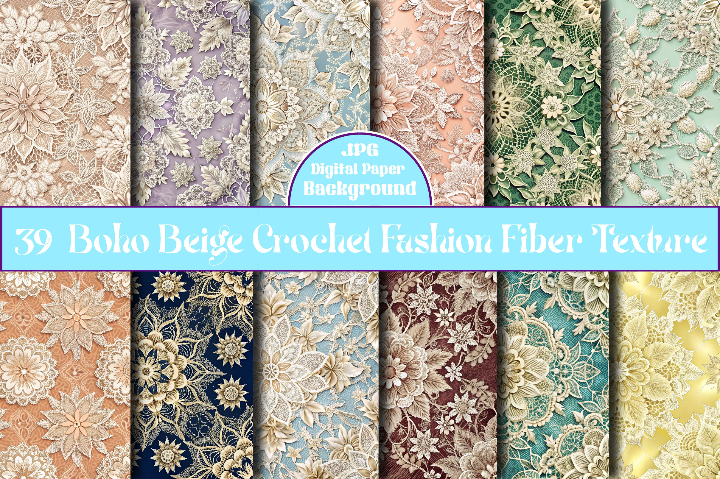 Boho Beige Crochet Fashion Fiber Texture