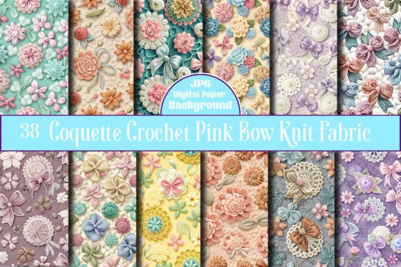Coquette Crochet Pink Bow Knit Fabric