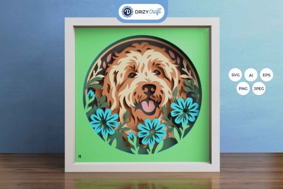 Goldendoodle 3D layered paper cut design