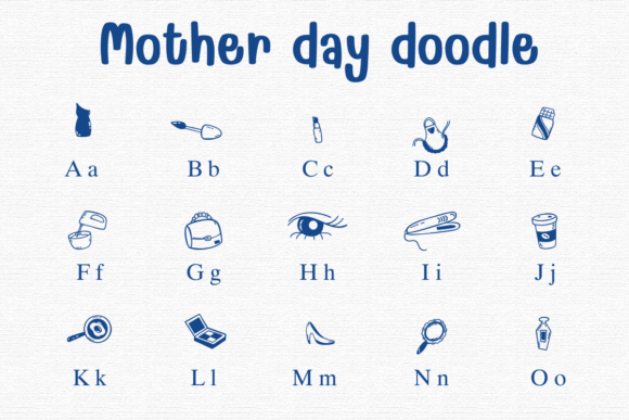 Mother Day Doodle Font PNG with transparent background - Preview 1