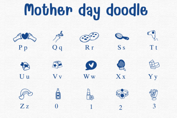 Mother Day Doodle Font PNG with transparent background - Preview 2