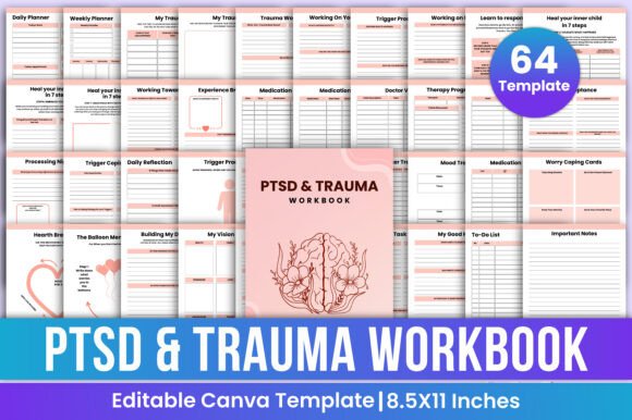 PTSD & Trauma Workbook Bundle Canva