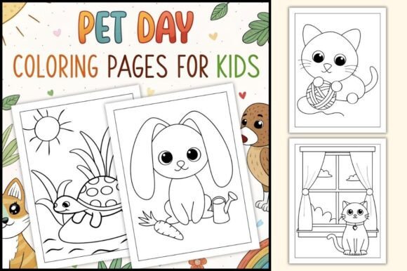Pet Day Coloring Page for Kids