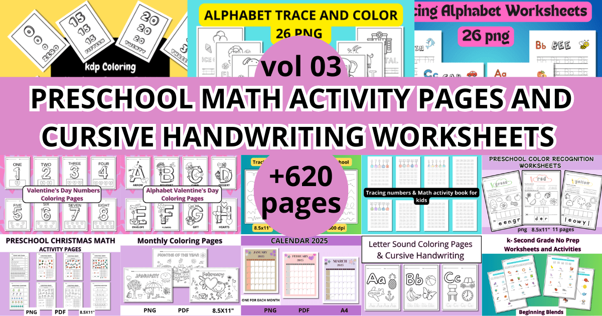 Preschool Math Activities Worksheets Bundle Vol. 3 cover