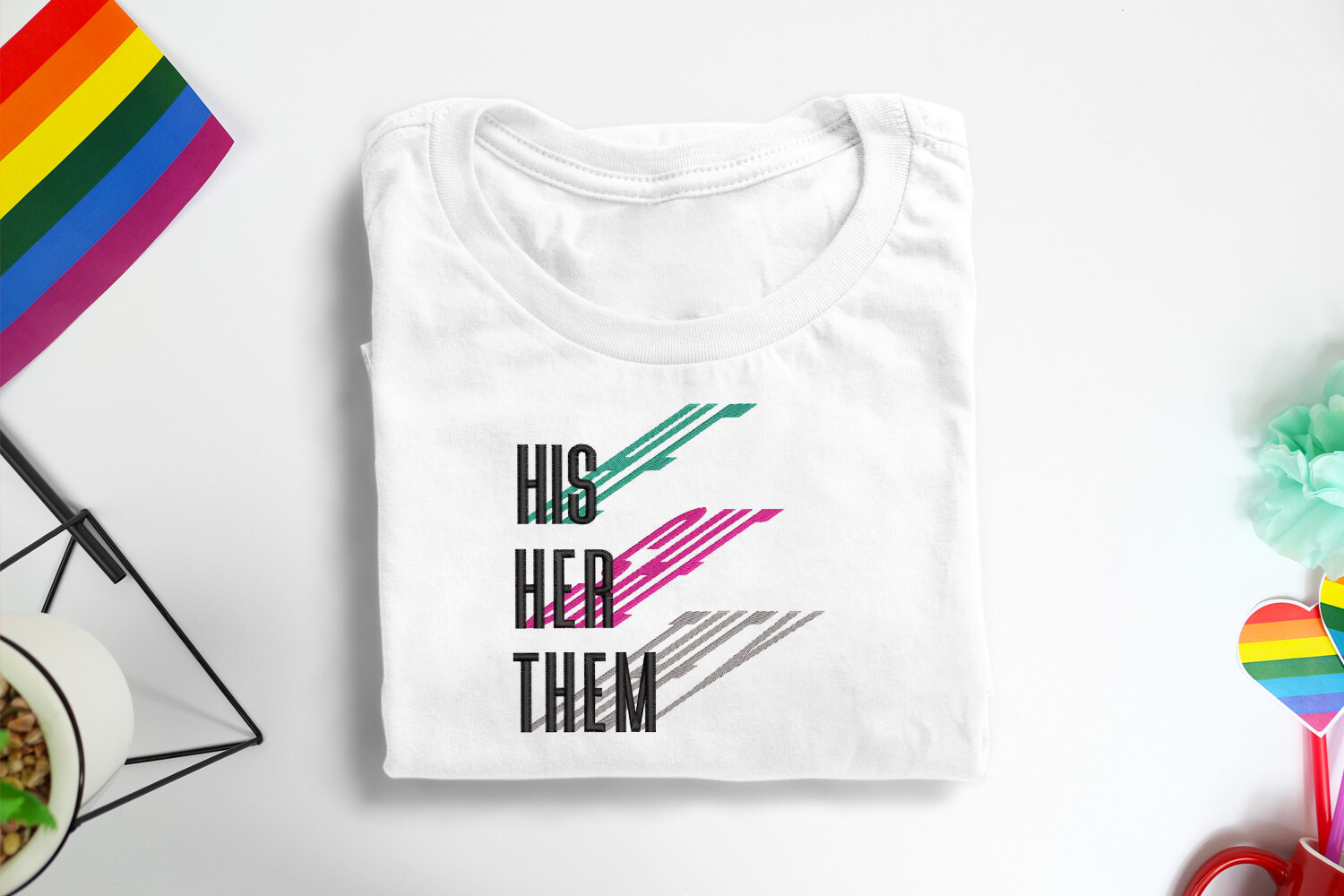 Pronouns with Shadows Embroidery Trio