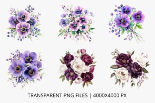 Purple Flowers Watercolor Clipart Graphic by inpixell.studio · Creative ...