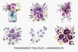 Purple Flowers Watercolor Clipart Graphic by inpixell.studio · Creative ...