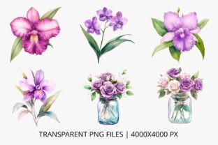 Purple Flowers Watercolor Clipart Graphic by inpixell.studio · Creative ...