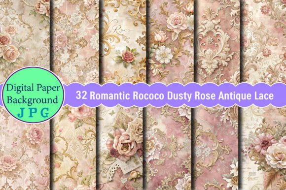 Romantic Rococo Dusty Rose Antique Lace