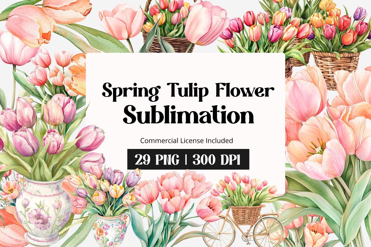 Spring Tulip Flower Sublimation Clipart Graphic by inpixell.studio ...