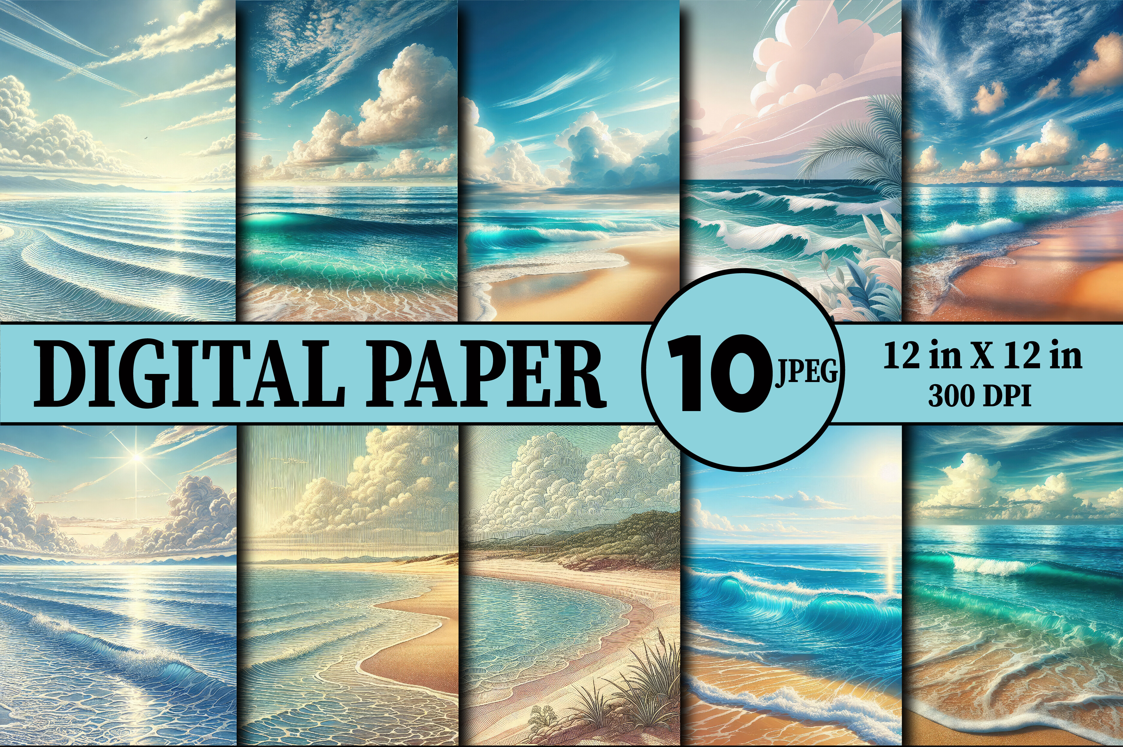Summer Beach Digital Paper Graphic by Puma Prints · Creative Fabrica