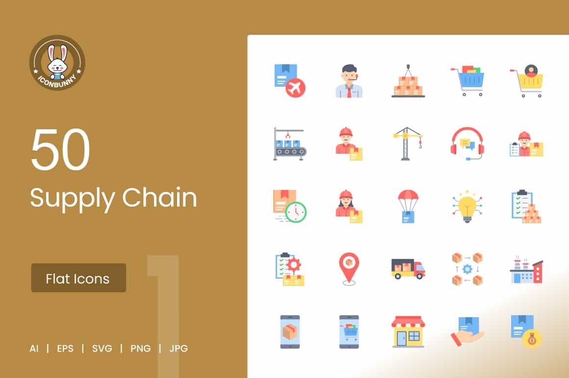 Supply Chain Flat Multicolor Icons Graphic by IconBunny · Creative Fabrica
