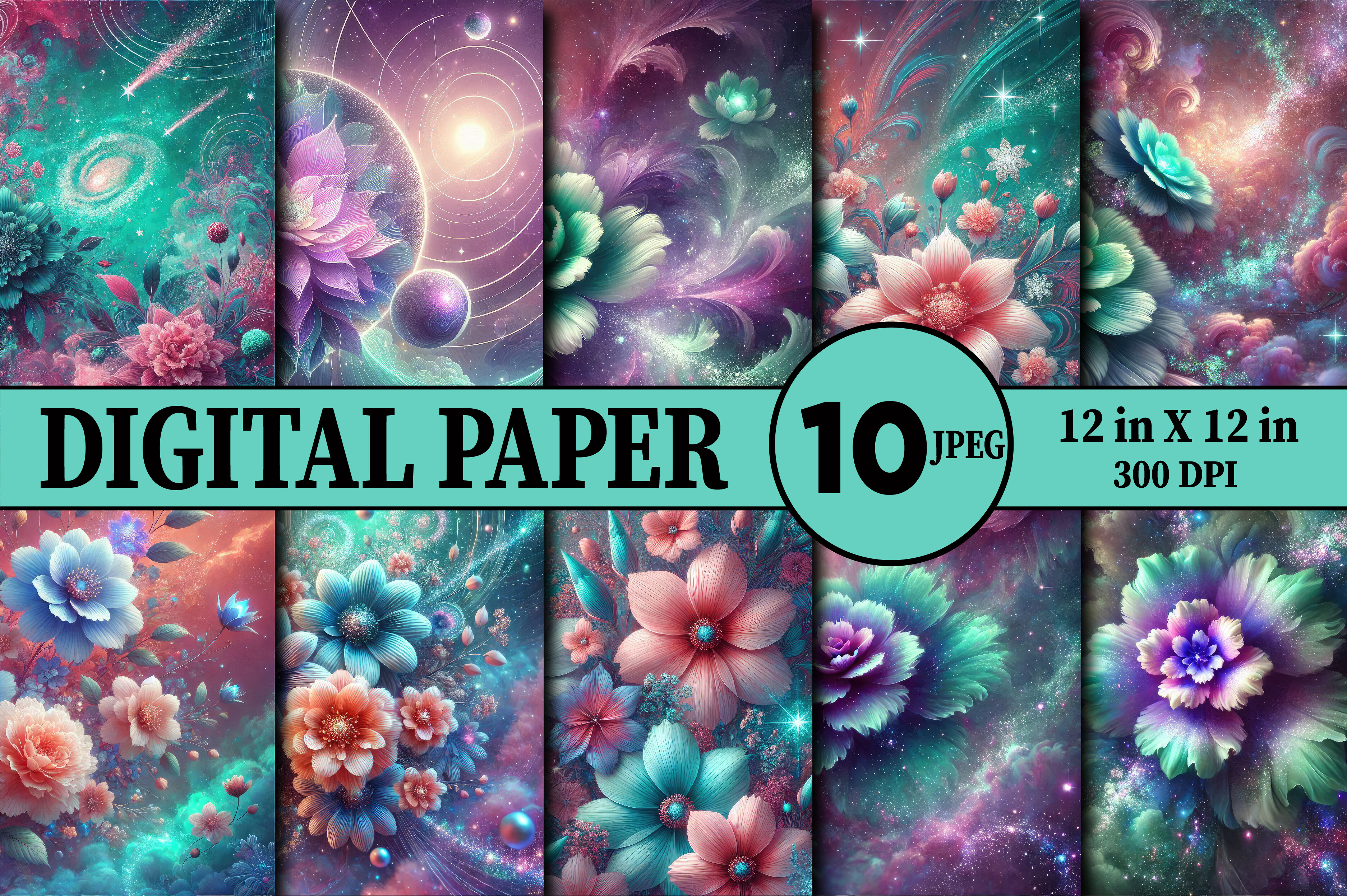 Twilight Floral Bloom Digital Paper Graphic by Puma Prints · Creative ...