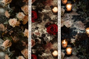 12 Seamless Romantic Gothic Rose Pattern Graphic by Makai Digital ...