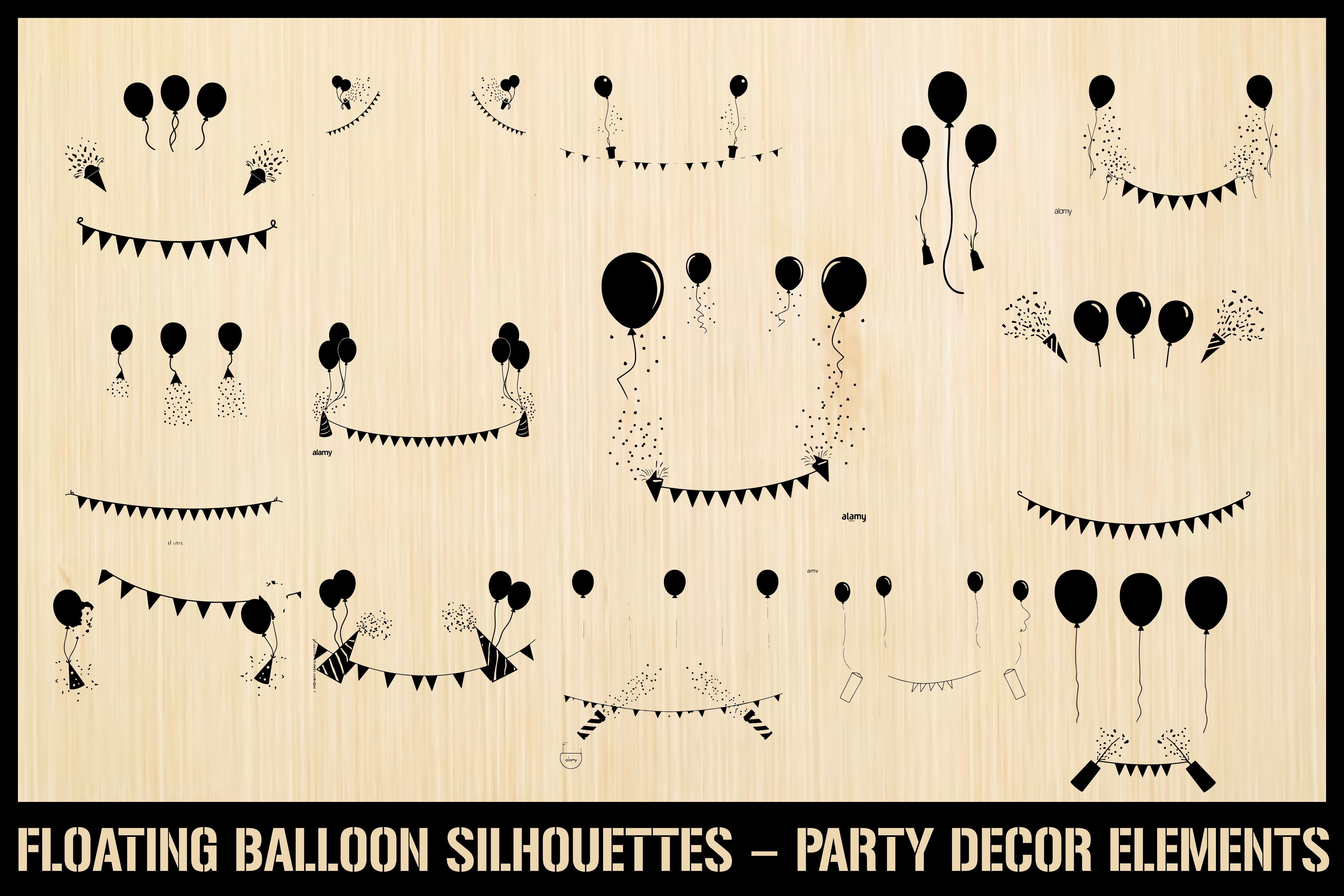 Balloon & Party Banner Silhouette Set