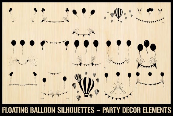 Balloon & Party Banner Silhouette Set
