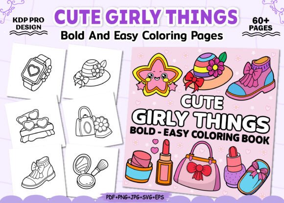 Bold Easy Cute Girly Things Coloring