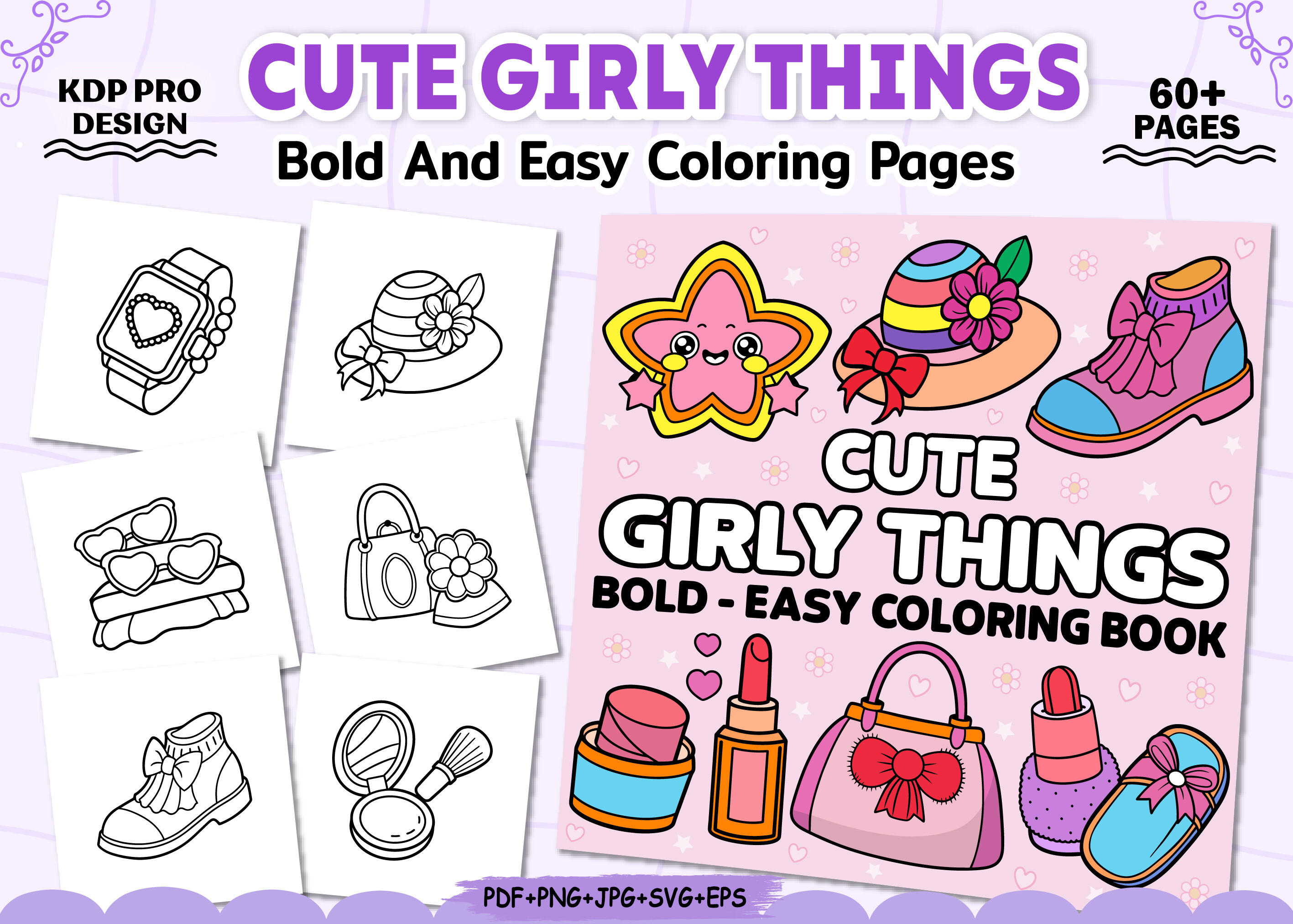 Bold Easy Cute Girly Things Coloring