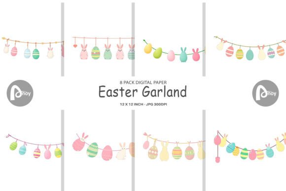 Digital Paper Easter Garland Graphic by Artnoy · Creative Fabrica