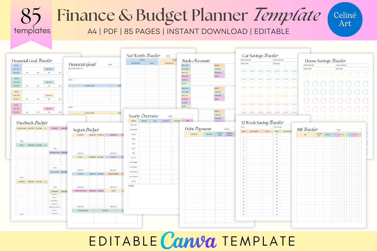 Editable Finance & Budget Planner Canva Graphic by Celine Art ...