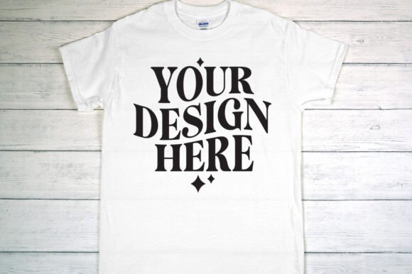 Gildan 5000 T-shirt Mockup White Illustration Maquettes de Produits Par MockCity