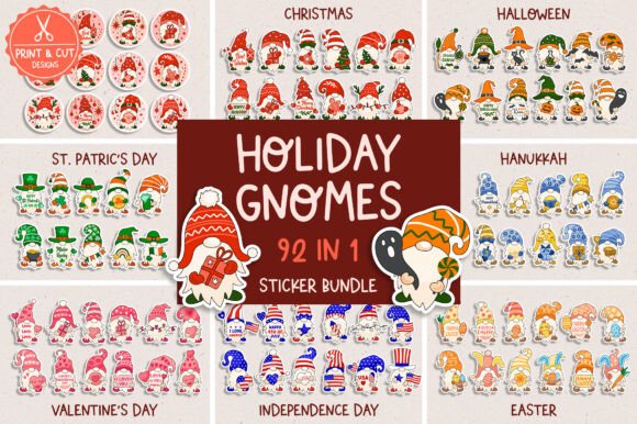 Holiday Gnomes Sticker Sheets Bundle