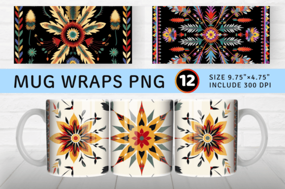 Native American Floral Embroidery Mug Wr Graphics