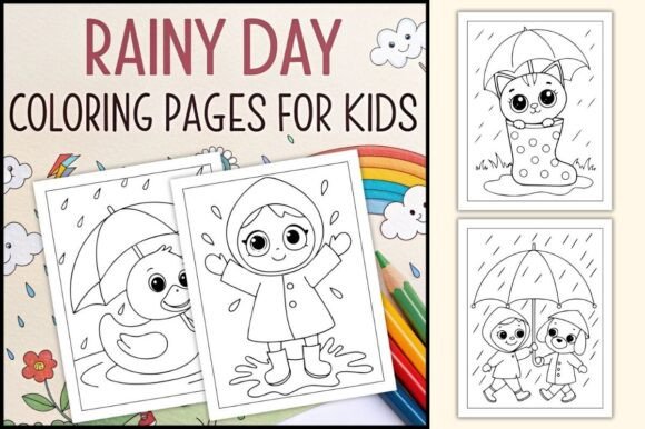 Rainy Day Coloring Pages for Kids
